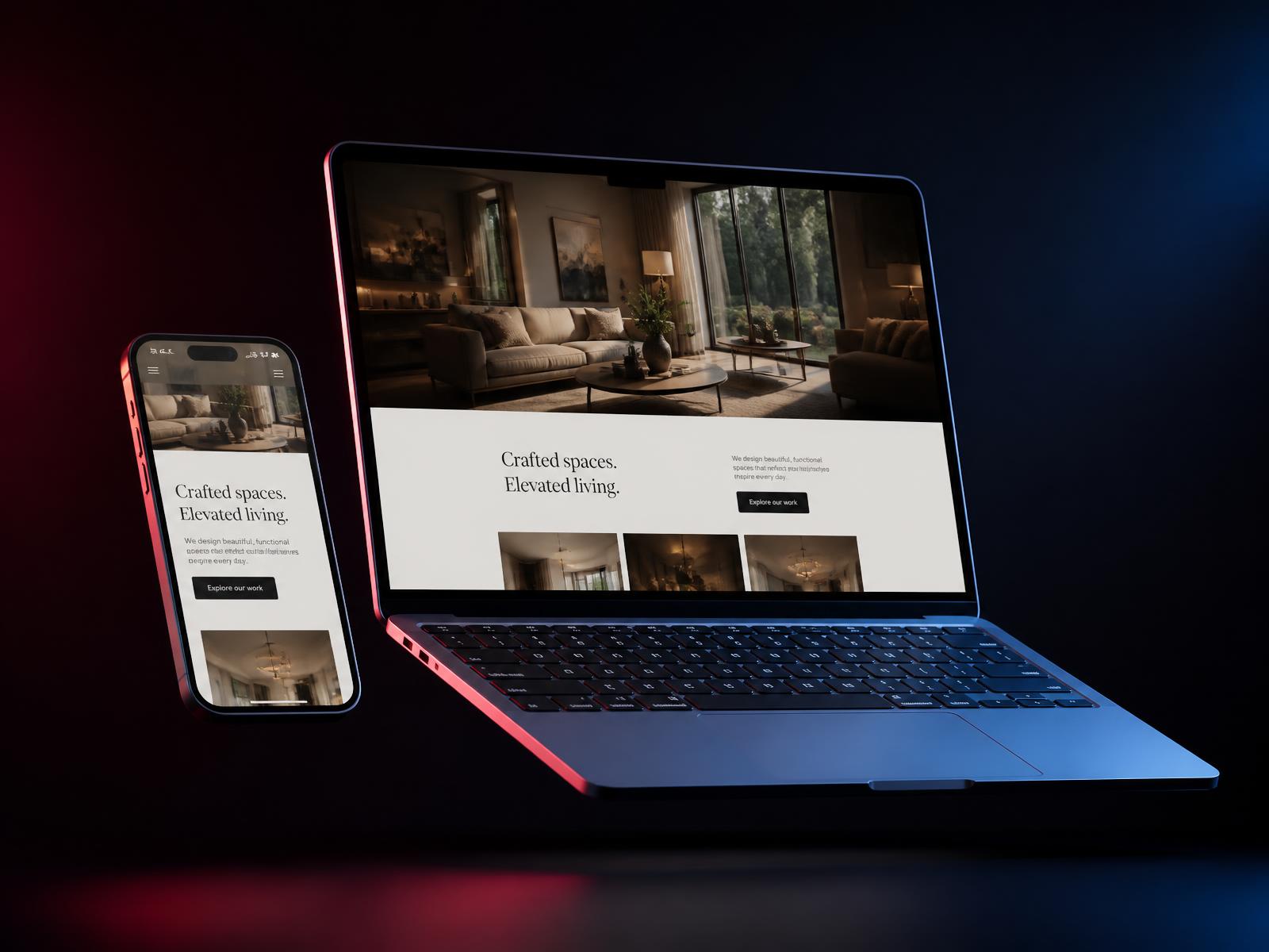Custom small business website shown on laptop and phone